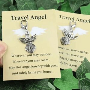 Angel Travel Mini Charm Keychain with Inspirational Card